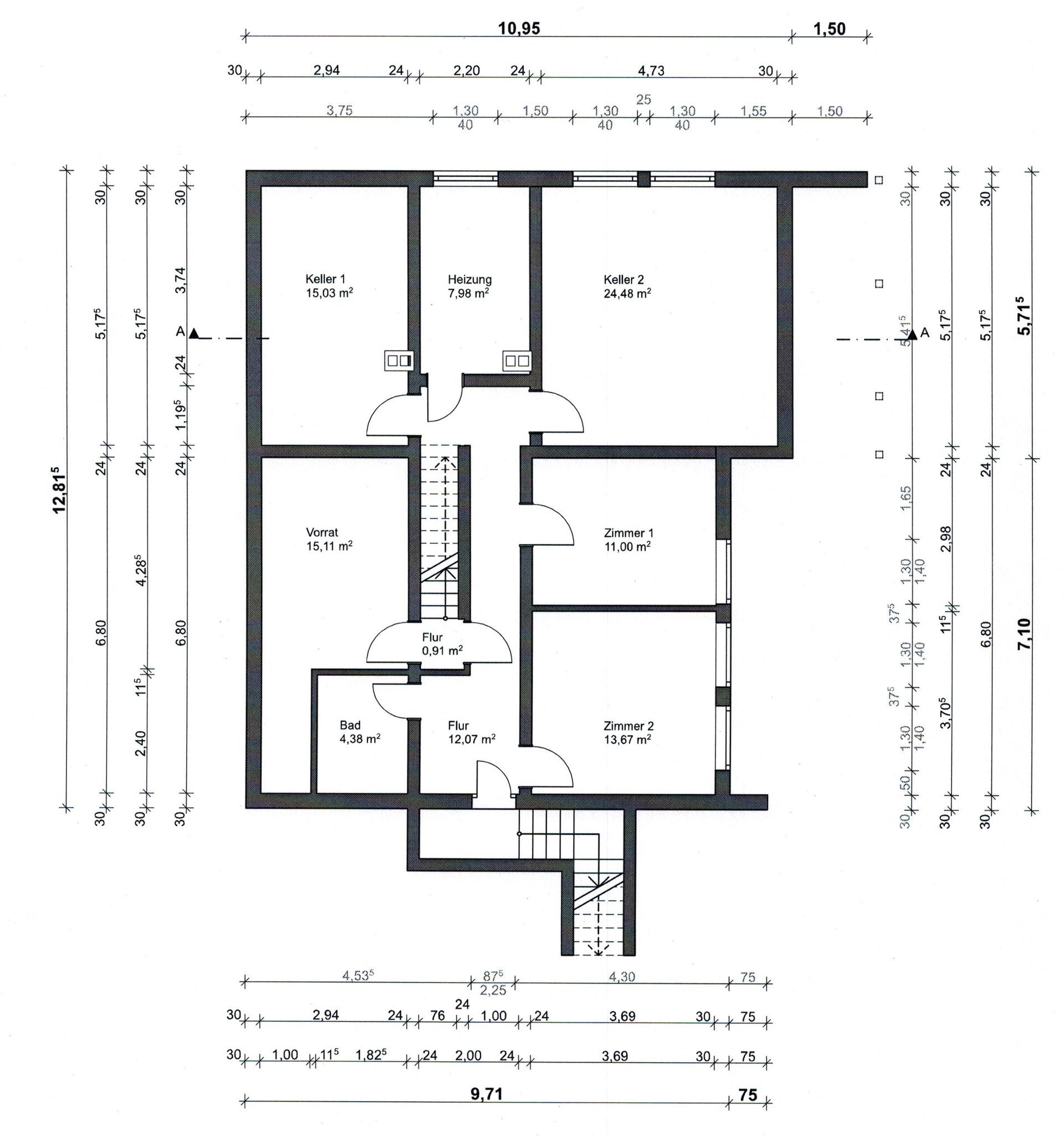 Grundriss Kellergeschoß Verkauf Haus in Eggenstein-Leopoldshafen