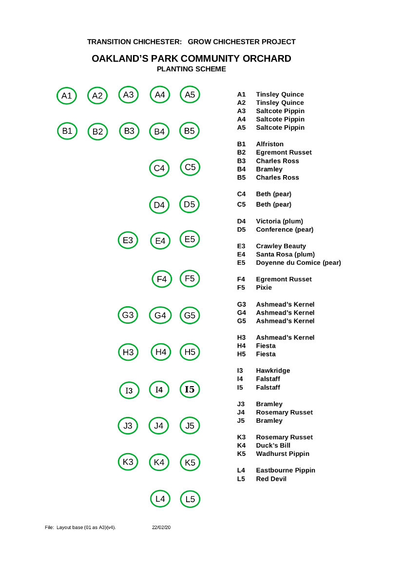 Oaklands Park Community Orchard - layout plan Oaklands Park Community Orchard - layout plan