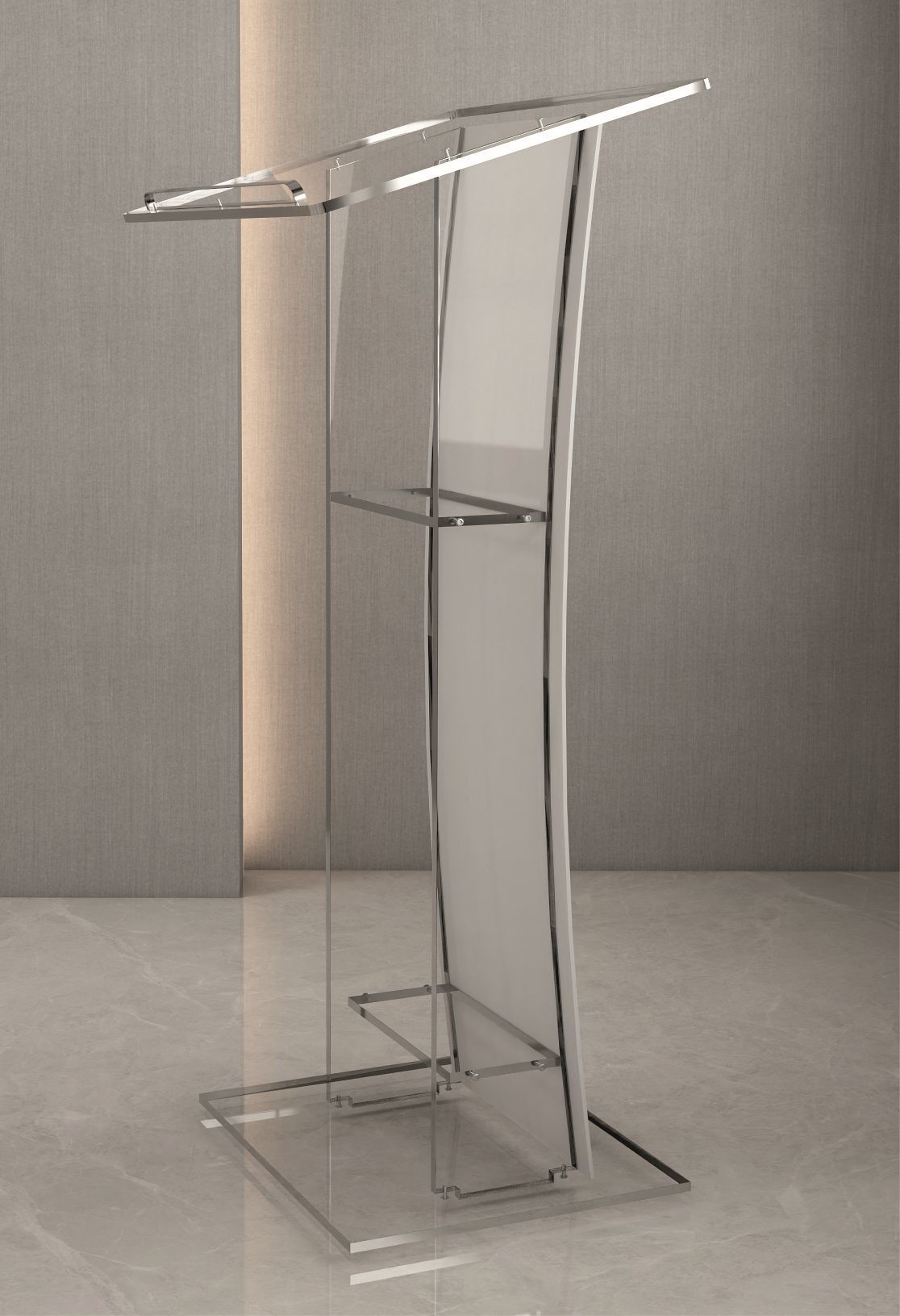Atril transparente con efecto cristal de alta calidad para eventos y conferencias