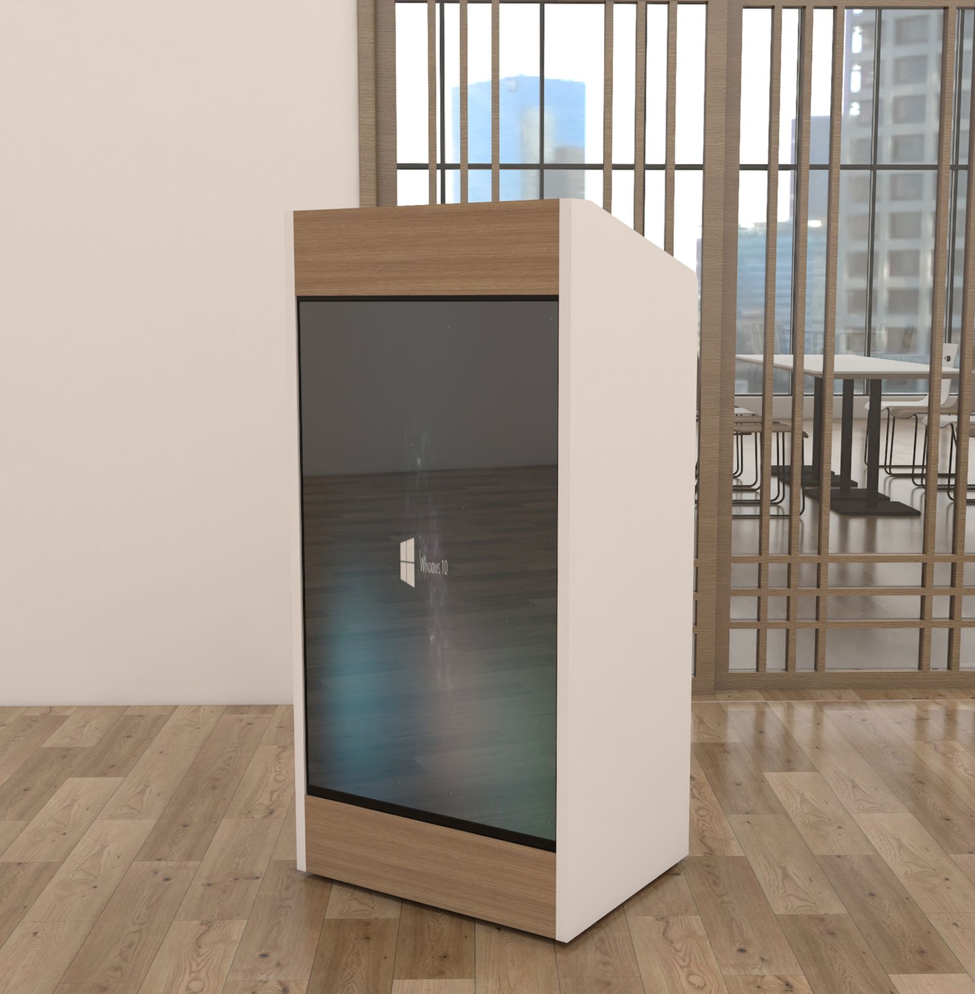 Atril de madera con pantalla