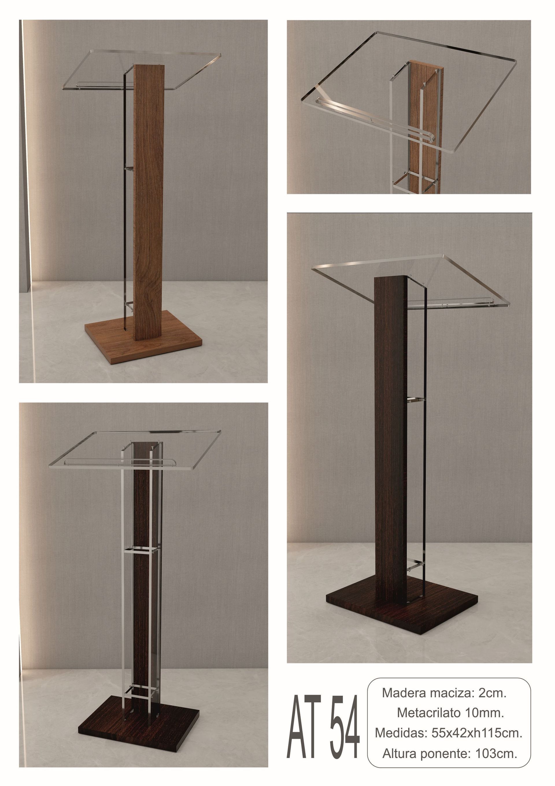 Atriles metacrilato y madera