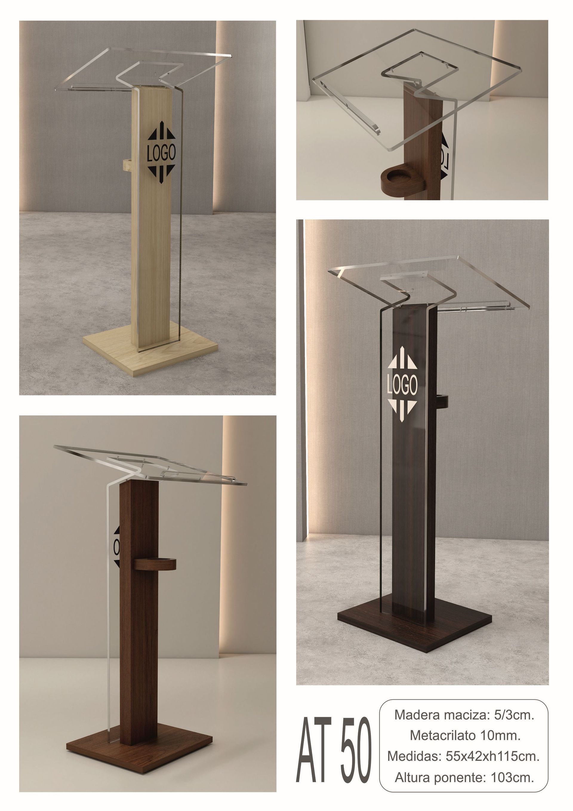 Atriles de madera y metacrilato