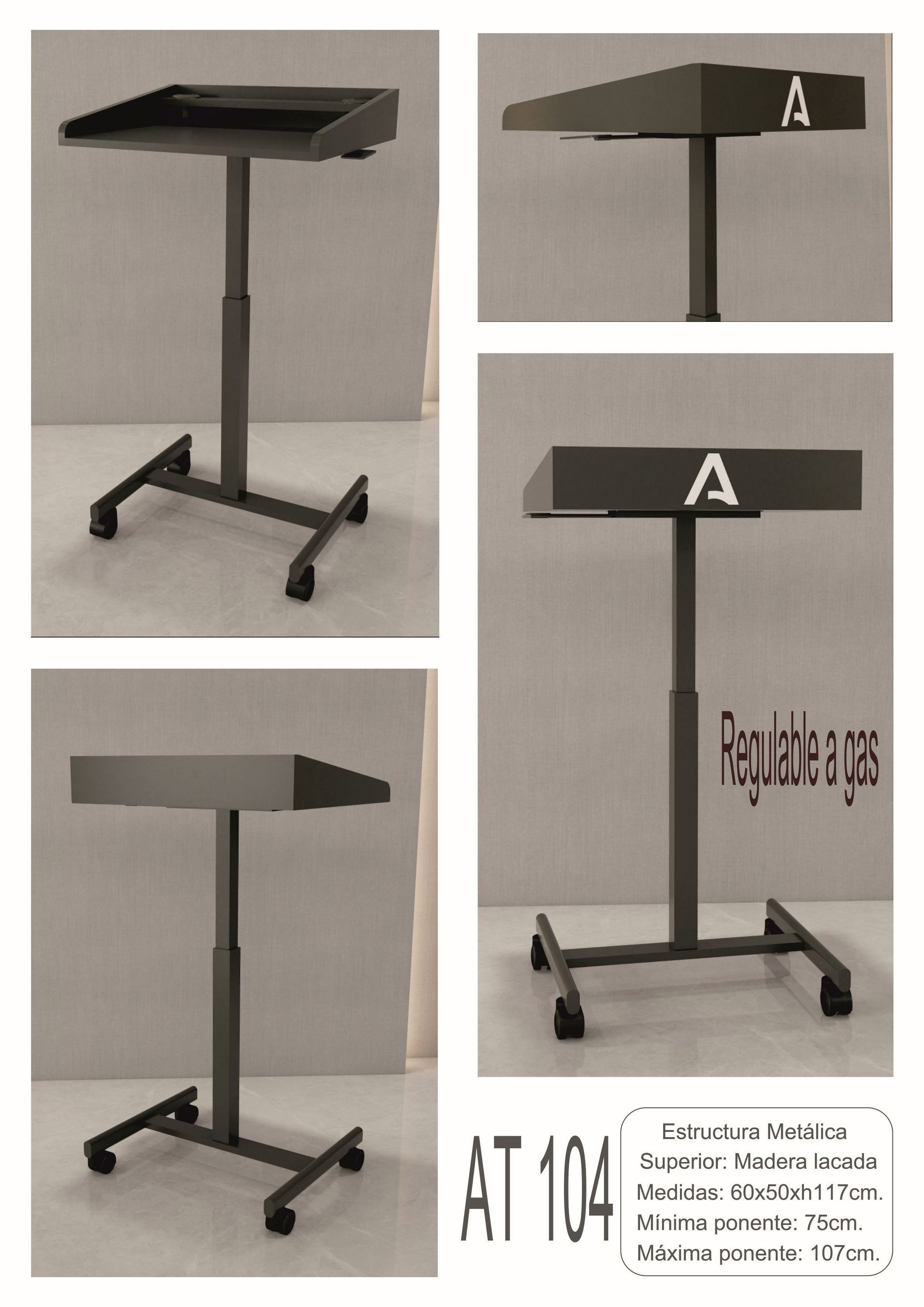 Atril profesional modelo AT104 regulable en altura para oradores y conferencias ergonómicas