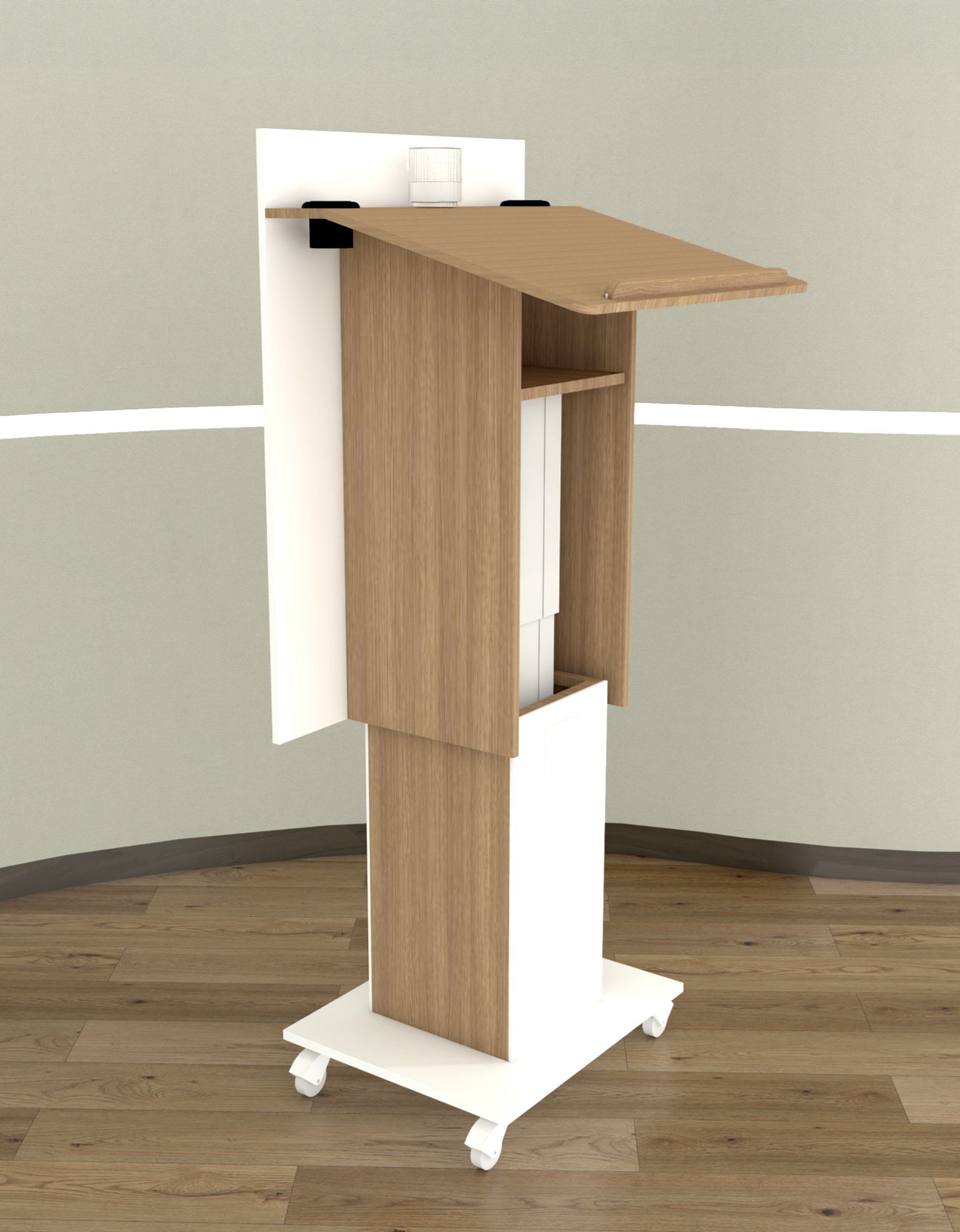 Atril madera con ruedas