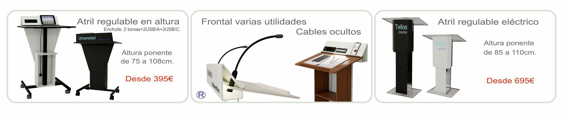 Atriles, soportes tablet, porta catálogos