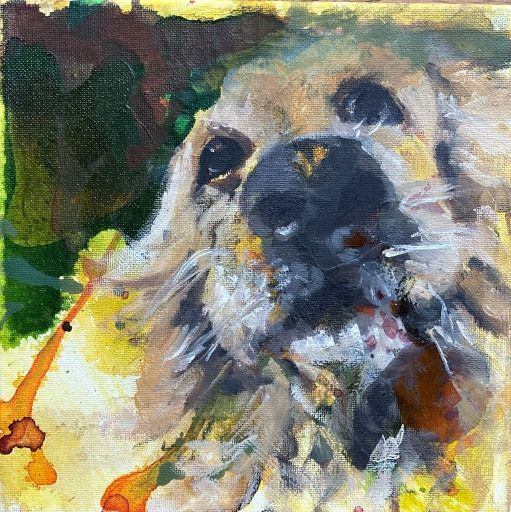 Hund Portrait Bild Mixed Media Malerei verkauft