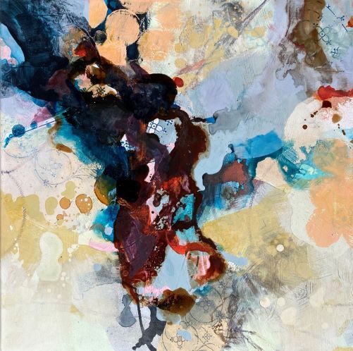 Abstrakte Malerei, hellgrundig, Titel: Kaffee oder Tee 2