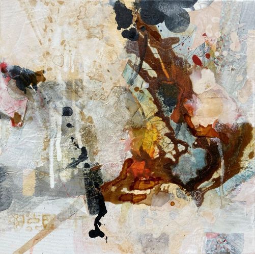 Abstrakte Malerei, hellgrundig, Titel: Reach for the stars