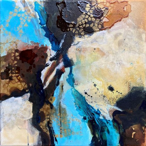 Abstrakte Malerei, Mischtechnik mit Tusche, Titel: The journey 2
