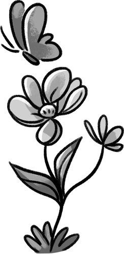 Bild mit einer Blume, auf der sich gerade ein Schmetterling setzt.