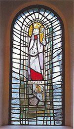 as Hubertus-Fenster in der Kapelle (gestiftet von der St. Hubertus-Schützenbruderschaft Rixen) as Hubertus-Fenster in der Kapelle (gestiftet von der St. Hubertus-Schützenbruderschaft Rixen)