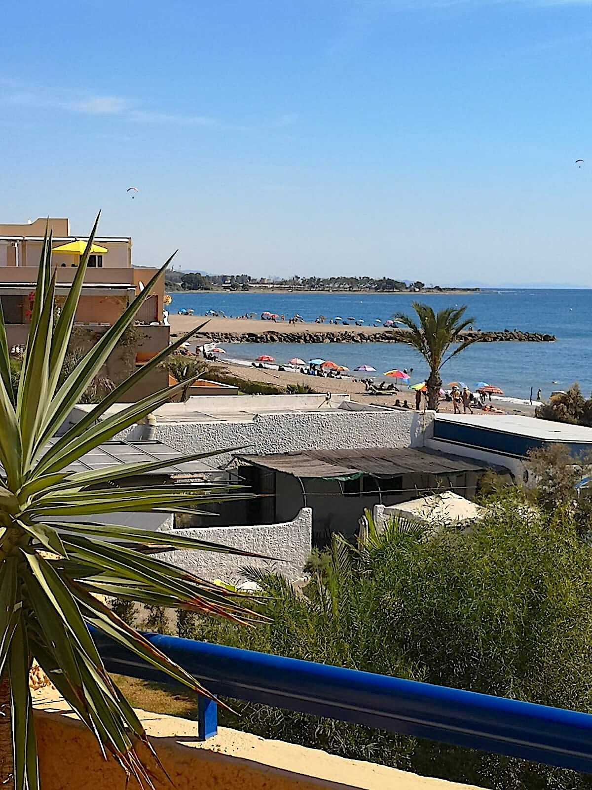 looking across terrace and out across the bay