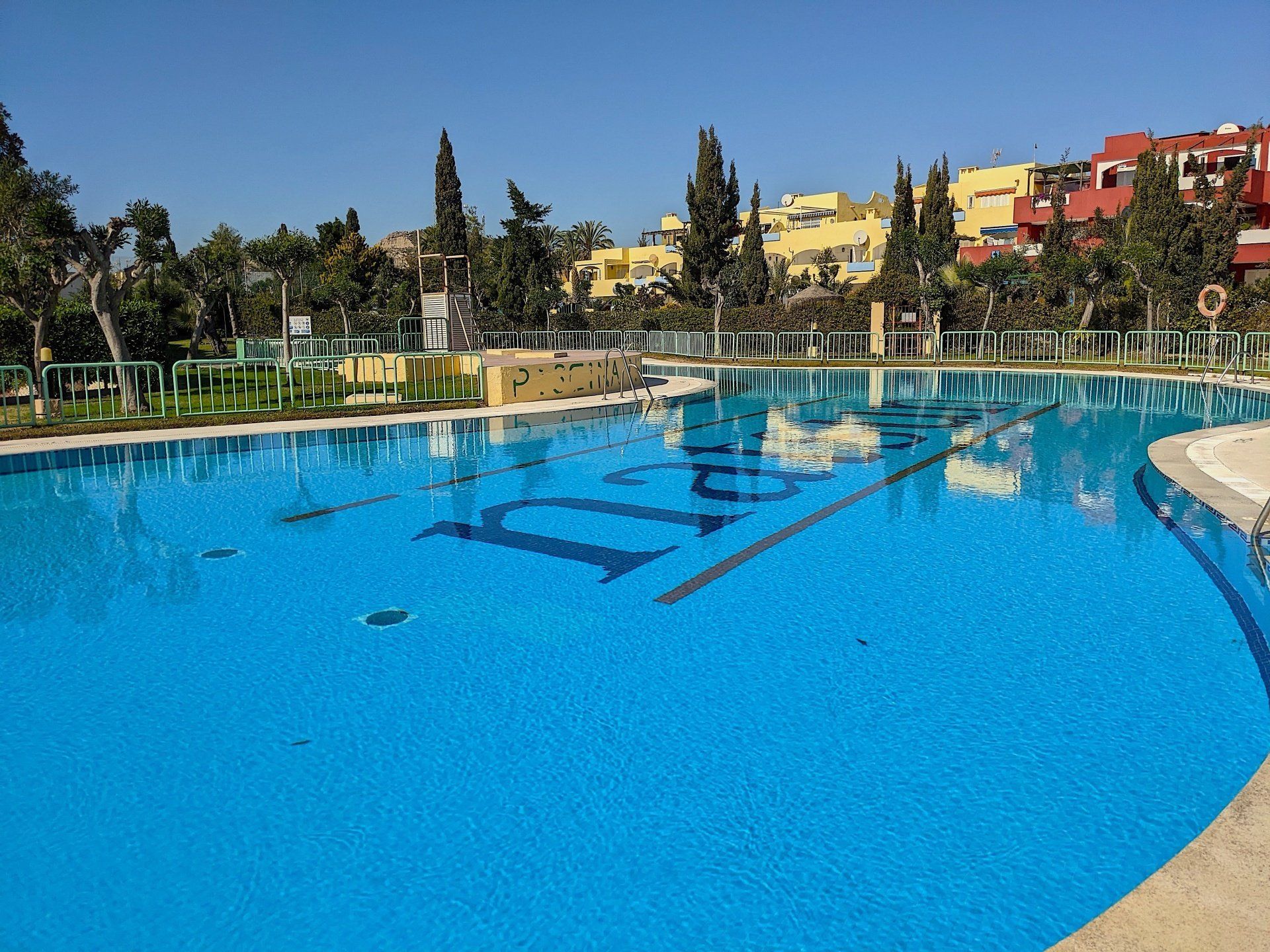looking across the pool