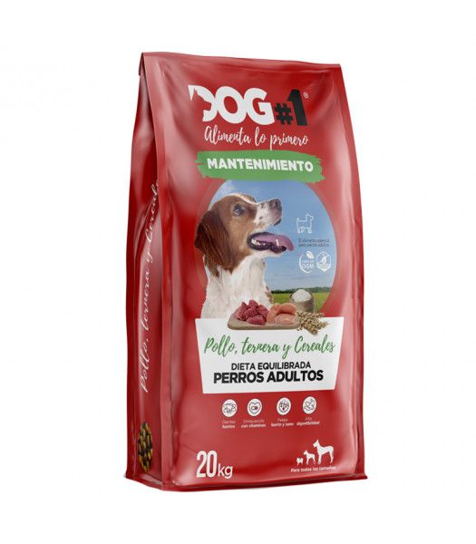 Dieta equilibrada para perros adultos con pollo, ternera y arroz.