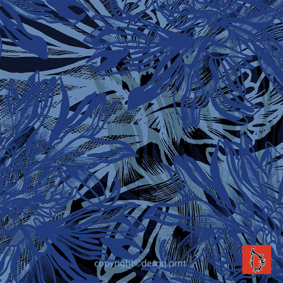 Digitally recoloured illustration of a Cornflower Print