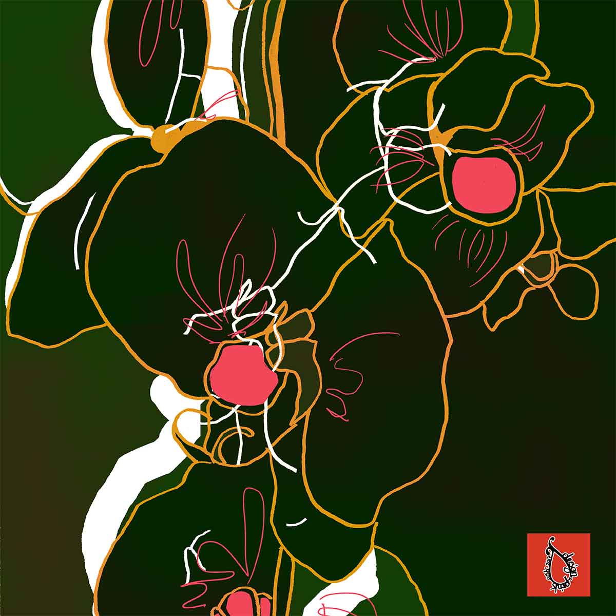 Digital Print of stylised digital Orchid