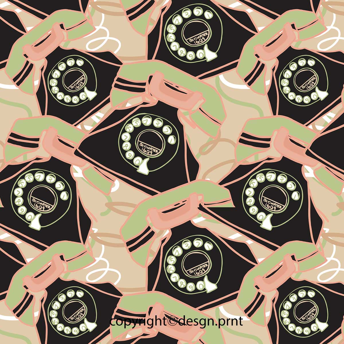 A retro telephone digital print