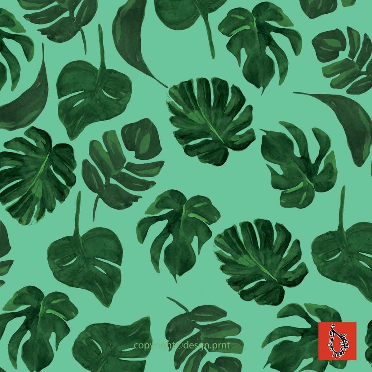 designer Green Monstera Leaf seamless repeat print