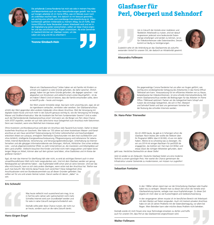 Flyer mit Personen dir für den Glasfaserausbau sprechen