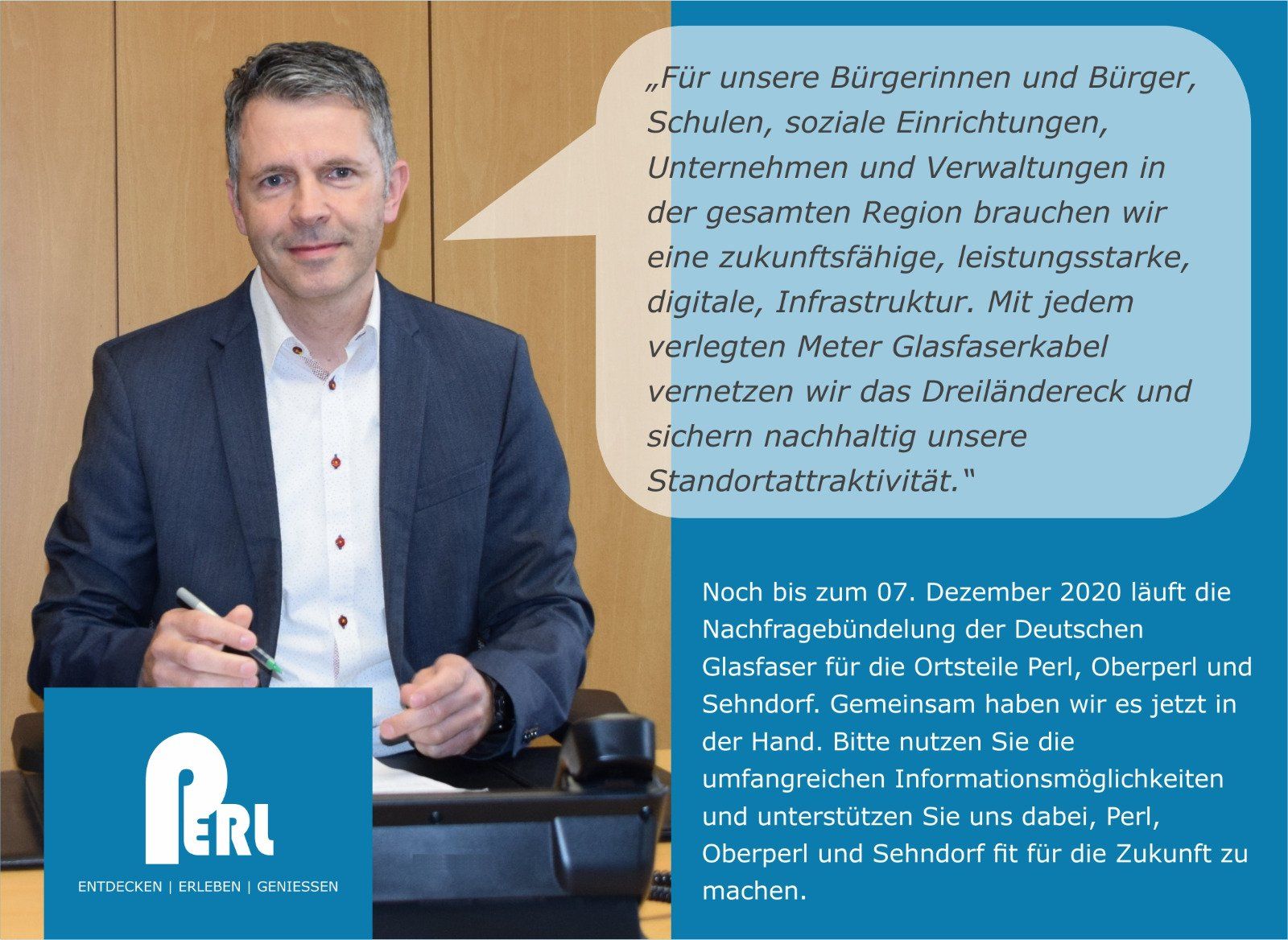 Flyer mit Personen dir für den Glasfaserausbau sprechen