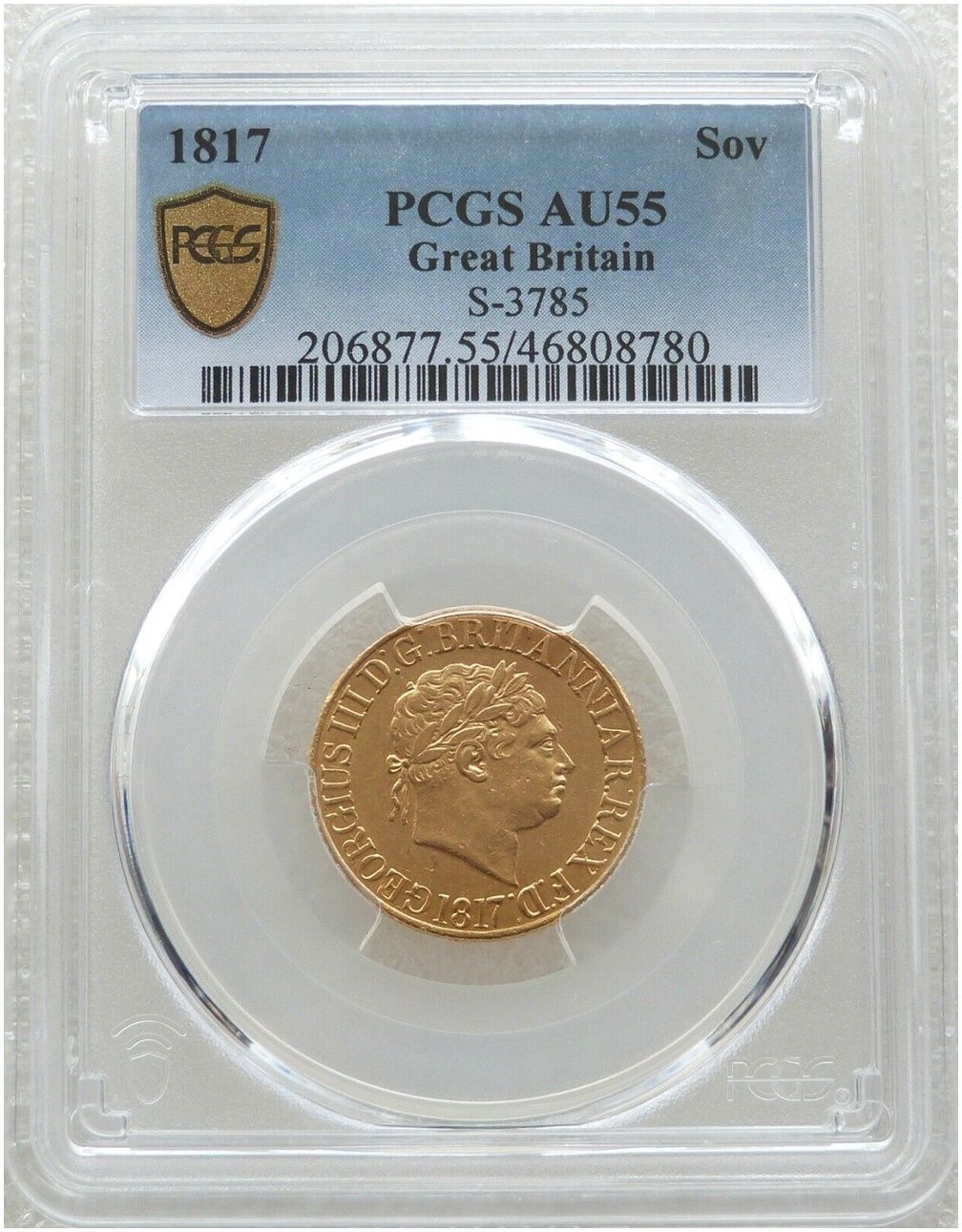 1817 George III Full Sovereign Gold Coin PCGS AU55 - First Year of the Sovereign