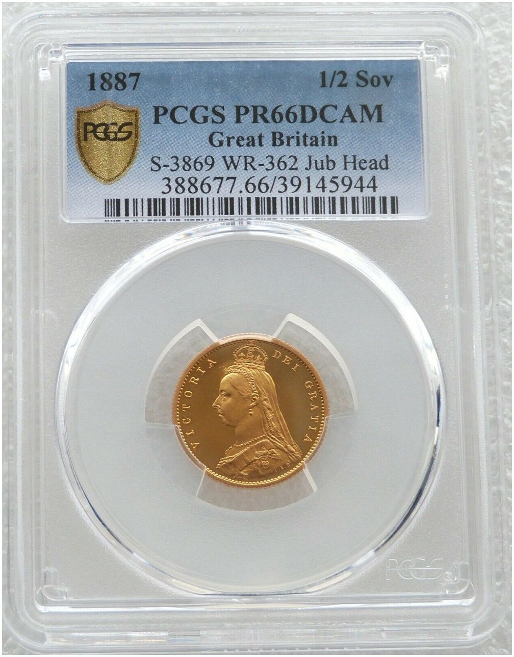 1887 Victoria Shield Half Sovereign Gold Proof Coin PCGS PR66 DCAM