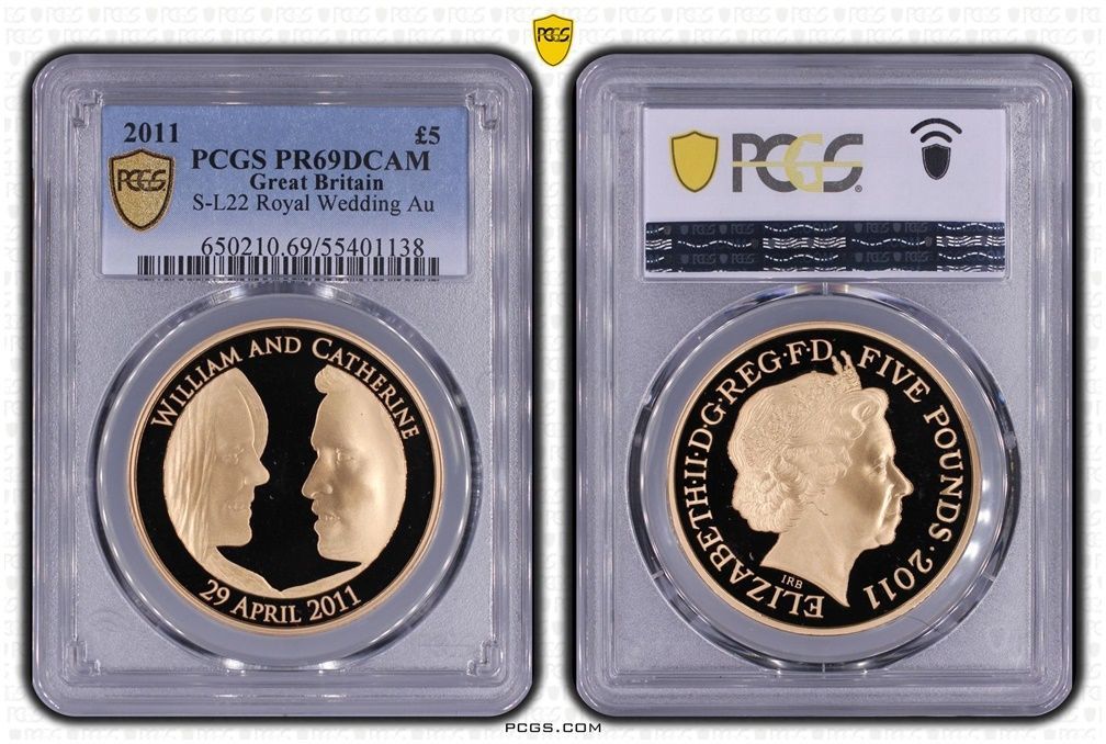 2011 Royal Wedding William and Kate £5 Five Pound Gold Proof Coin PCGS PR69 DCAM