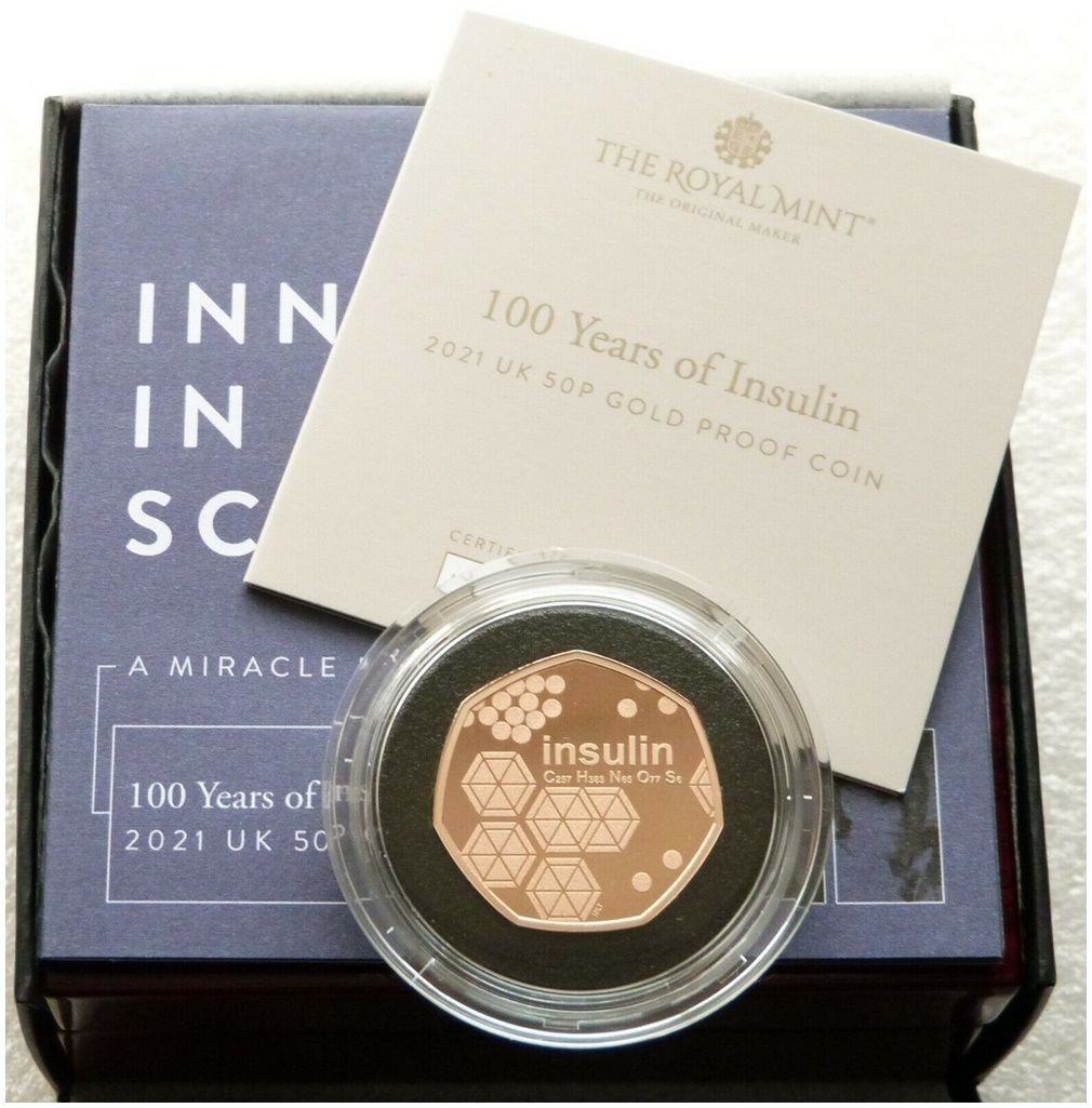 Royal Mint British 50p Fifty Pence Gold Proof Coins