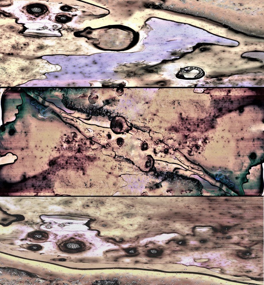 Wüste mit Salzsee aus Vogelperspektive. Trilogie