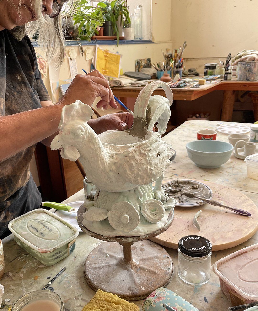 making pottery in the studio