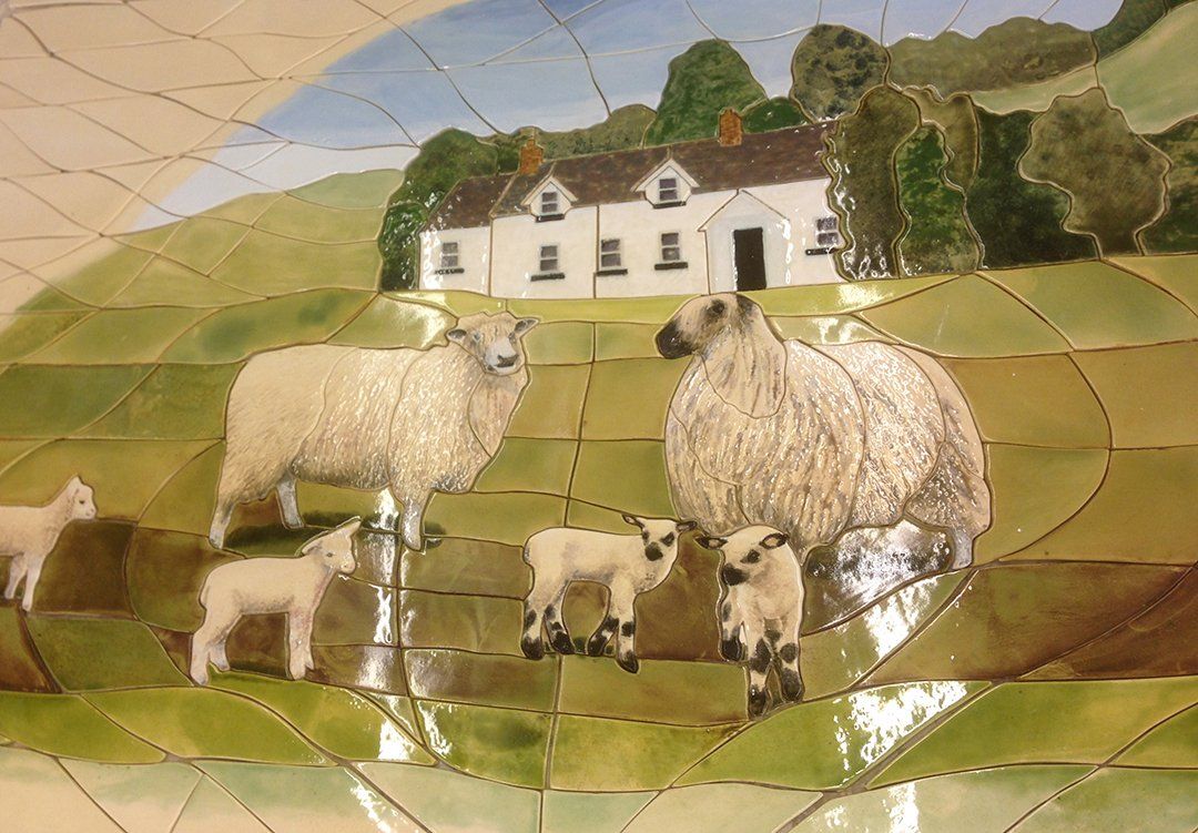 Sheep farm kitchen tiling by Gabrielle Dudley