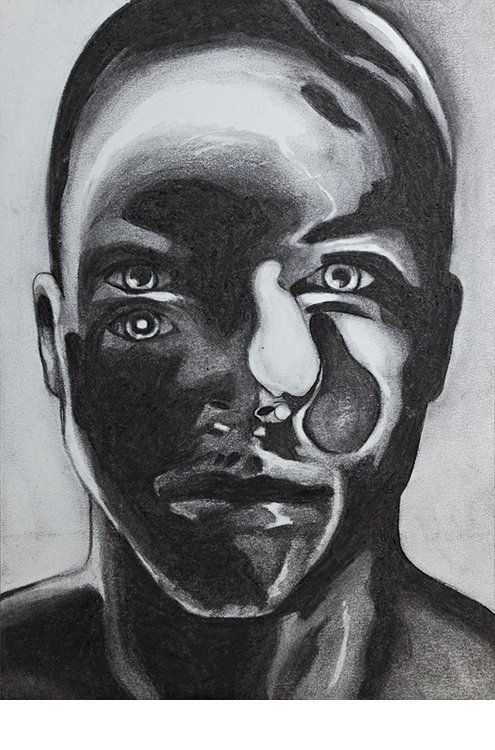 Zeichnung; Kohle; Kopf; Gesicht; Porträt