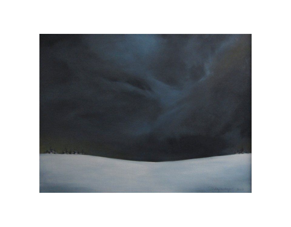 Kunst; Gemälde; Malerei; Öl; Leinwand; Landschaft; Wolken; Stimmung; Unendlichkeit; Himmel; Schnee; dunkel; Bedrohung; Schwarzwald; Atmosphäre