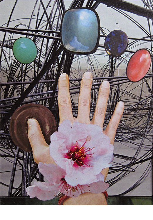 Collage; Hand; Edelsteine; Energiebahnen; Mystik