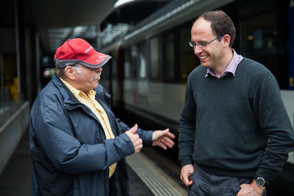 Talkin at a railway station