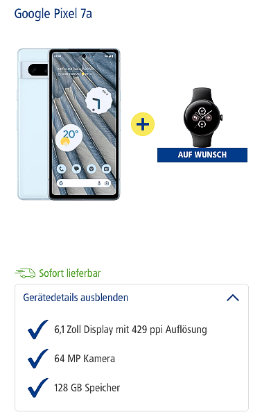 Google Pixel 7a inklusive Google Watch