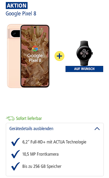 Google Pixel 8 inklusive Google Watch