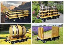 7 ¼ miniature railway wagon display rolling stock sugar cane,whiskey barrel,milk churn, railroad,slate wagon,beer keg,