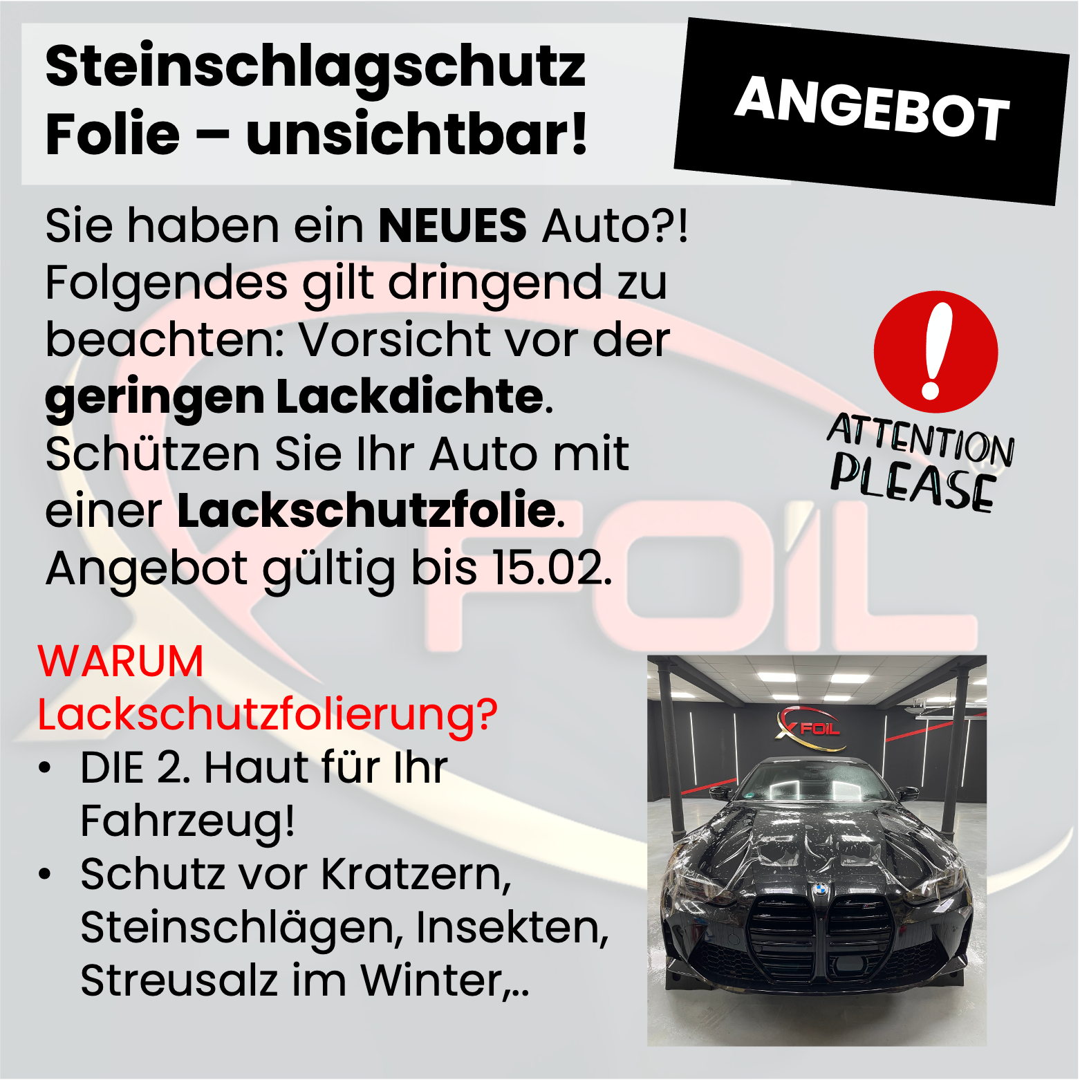 Paint Protection Film for your car. Steinschlagschutzfolie für Ihr Auto. Lackschutzfolie zum Schutz vor Kratzern, Steinschlag, Umwelteinflüsse.