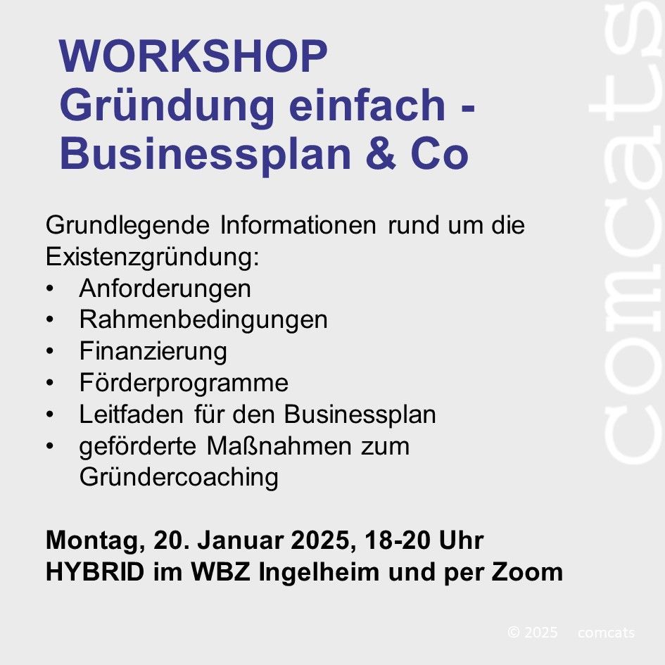 20.1.25 Gründung einfach - Businessplan & Co Grundlegende Informationen rund um die Existenzgründung