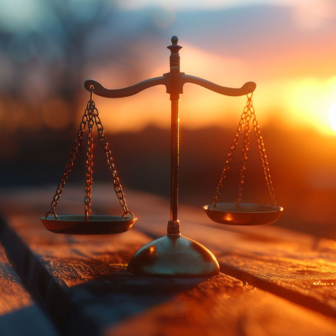 Symbolische Waage, die Balance und Gerechtigkeit darstellt, Sinnbild für das Prinzip des Karmas und die Konsequenzen von Handlungen