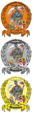Ehrennadel (Bronze, Silber, Gold) des Feuerwehrverbandes Anhalt-Bitterfeld e.V. Ehrennadel (Bronze, Silber, Gold) des Feuerwehrverbandes Anhalt-Bitterfeld e.V.