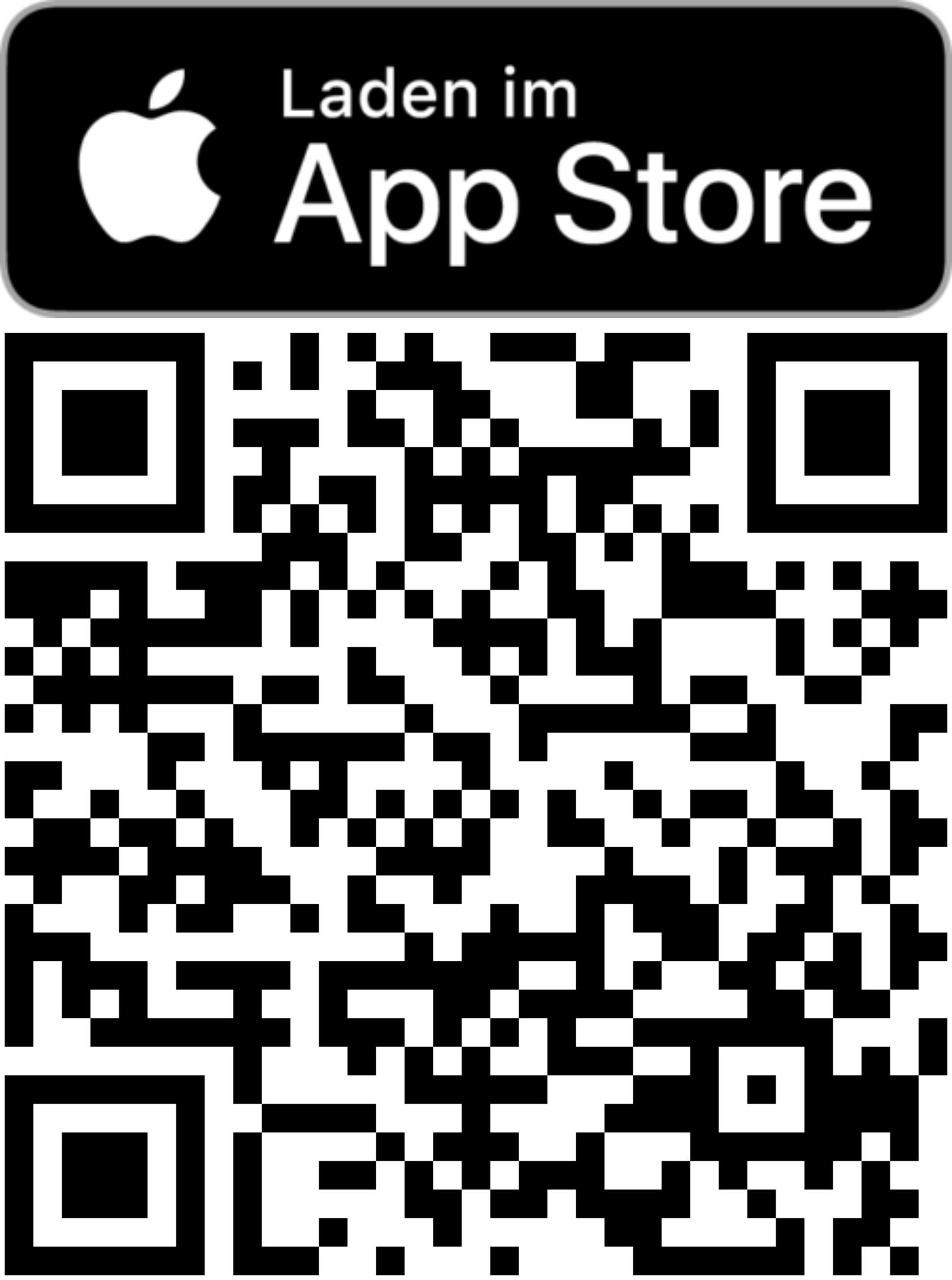 Bild und QR-Code vom Apple Store zum Herunterladen der App