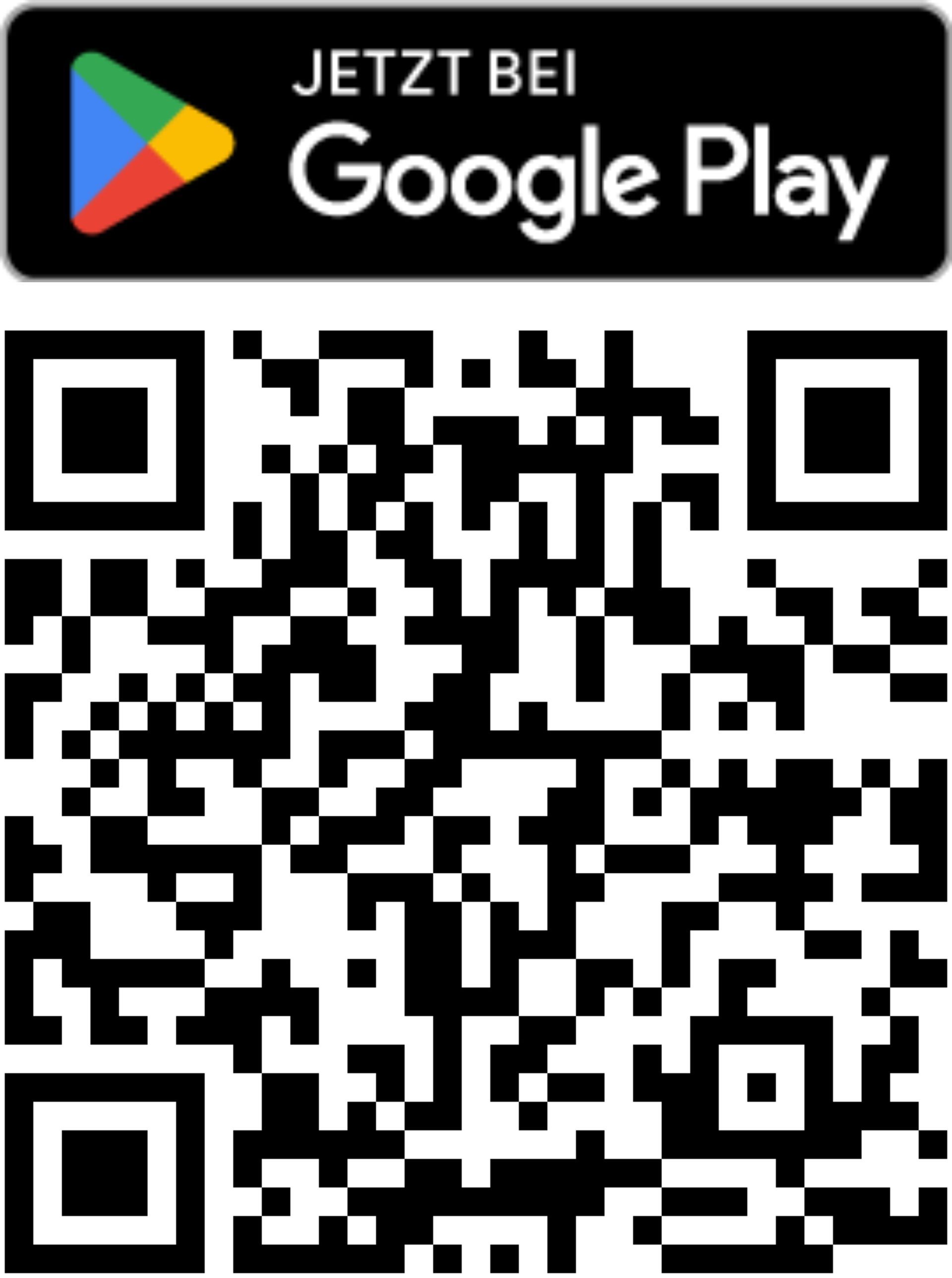 Bild und QR-Code vom Google Play Store zum Herunterladen der App