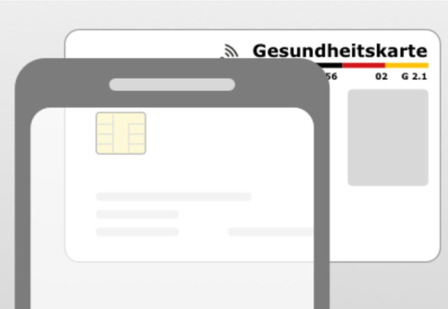 Bild von einem Handy und einer Gesundheitskarte, das E-Rezept kann mit unserer App eingelesen und an uns gesendet werden.