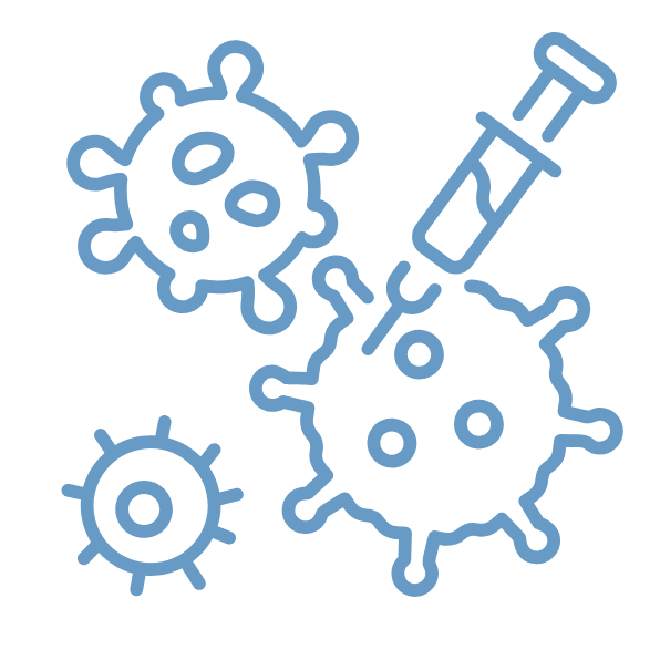 Bild von einem Virus und einer Spritze