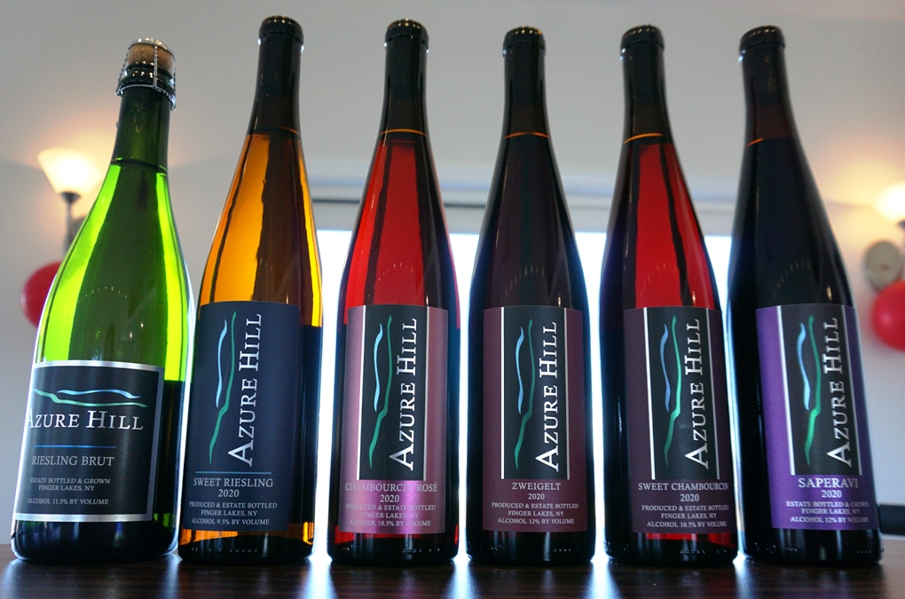 Azure Hill Winery's, 2020 and non- vintage releases