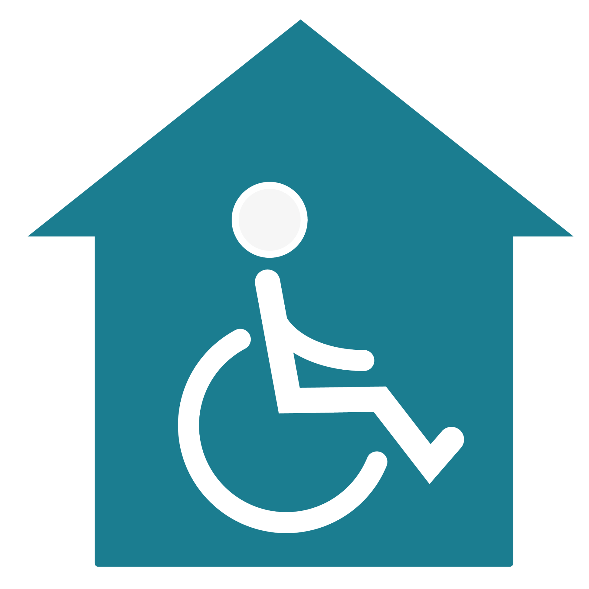 Symbolbild: Ein Haus mit einem Rollstuhlfahrer, das für eine Vorbildfunktion steht