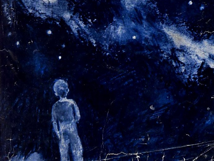 Zeichnung Kind und Nachthimmel