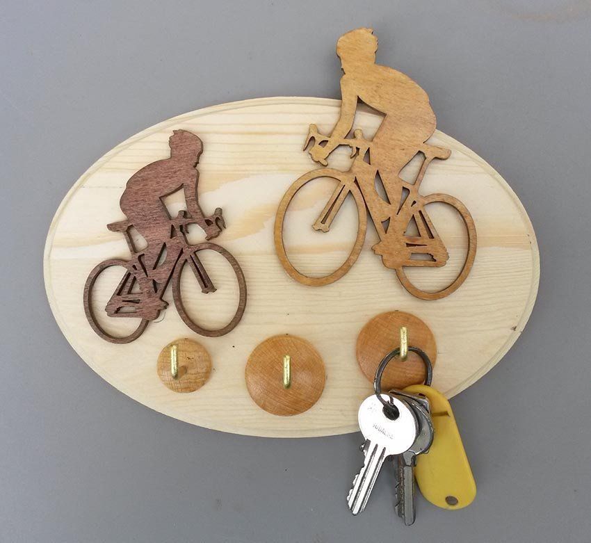 test info bulle porte clés mural en bois vélo